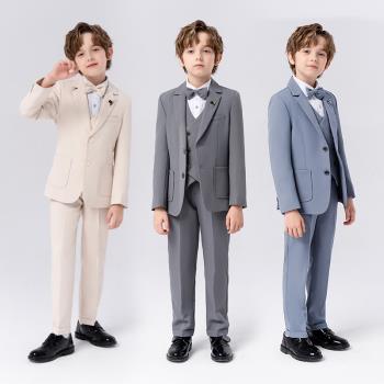 兒童禮服春秋男童英倫紳士西裝套裝冬加絨小學生花童鋼琴表演出服
