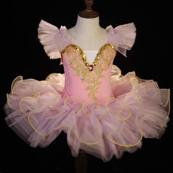 女童芭蕾舞裙新款吊帶紗裙兒童蓬蓬裙表演服幼兒小天鵝舞蹈演出服