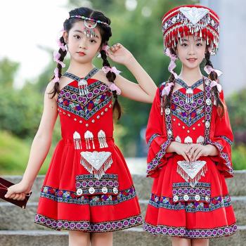 三月三壯族兒童民族服裝廣西少數民族女童苗族彝族服幼兒園洛麗塔