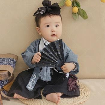2024兒童攝影服裝男童女童中國風套裝周歲2-3歲寶寶國學攝影服飾