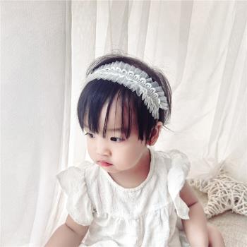 韓版春夏可愛嬰幼兒公主網紗頭花女寶寶發帶嬰兒頭飾不勒頭發飾