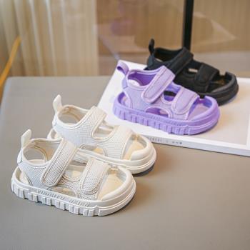 女童運動涼鞋2023新款夏季軟底寶寶包頭防滑時尚兒童鞋男童沙灘鞋