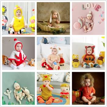 兒童寶寶嬰兒攝影服裝拍照主題道具抱枕靠枕百天周歲影樓毛線服飾