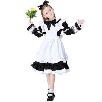 六一節兒童女童愛麗絲女仆裝萬圣節服裝幼兒園演出服長袖短袖