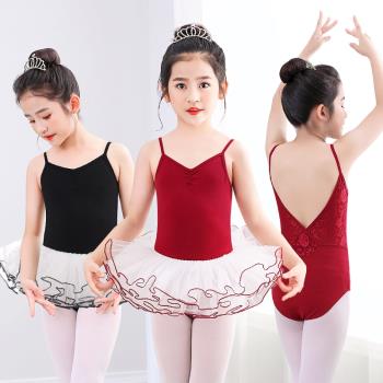 2022舞蹈服兒童練功服夏季吊帶蕾絲考級女孩芭蕾舞紗裙中國民族舞