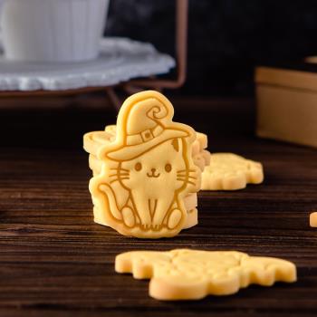 新萬圣節小貓餅干模具 卡通動物幽靈蝙蝠貓咪翻糖印模DIY烘焙工具