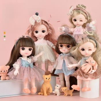 新款可愛17CM公主洋娃娃可換裝可編發玩偶女孩子過家家玩具