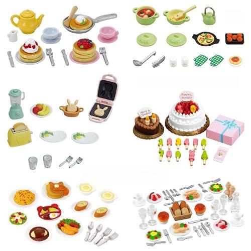日版森貝兒家族食物餐具美食組合套裝早午晚餐生日蛋糕過家家