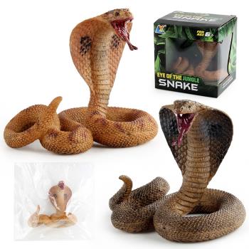 跨境仿真兩棲爬行動物眼鏡蛇模型響尾蛇整蠱裝飾靜態桌面擺件玩具