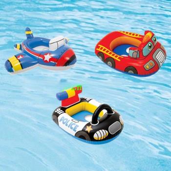 兒童游泳圈嬰兒浮圈寶寶水上運動充氣消防警車飛機坐艇船戲水玩具