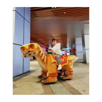 恐龍車可坐人電動兒童游樂車親子騎行車廣場硅膠電動模型游樂車