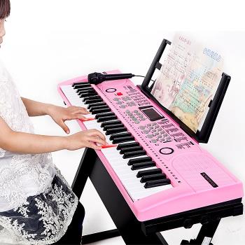 三森61鍵電子琴智能亮燈跟彈兒童初學鋼琴寶寶女孩玩具3-12歲612