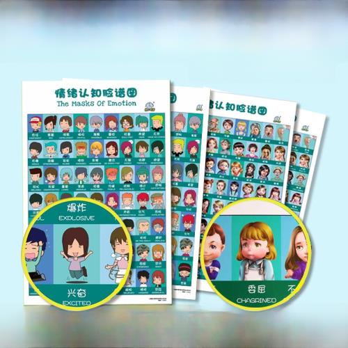 兒童情緒認知圖寶寶表情臉譜掛圖早教益智玩具正面管教工具訓練