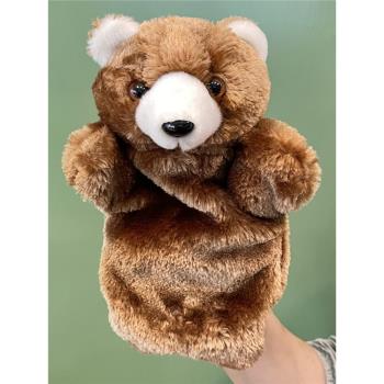 兒童節促銷小動物手偶泰迪熊毛絨玩具手套玩偶棕色熊萌娃講故事用