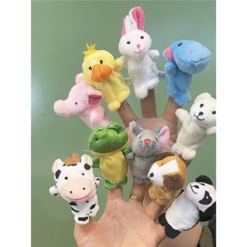 新款動物指偶小豬卡通手指玩偶講故事表演娃娃兔兔幼兒園寶寶安撫