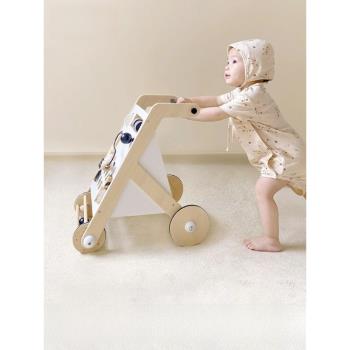 愛升寶寶學步車手推車木制防O型腿側翻男女孩兒童益智忙碌板玩具