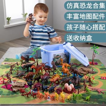 兒童恐龍仿真玩具套裝袋收納盒森林場景恐龍蛋地圖靜態塑膠3456歲