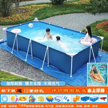 超大支架兒童游泳池家用大型成人充氣水池家庭戶外夾網簡易泳池