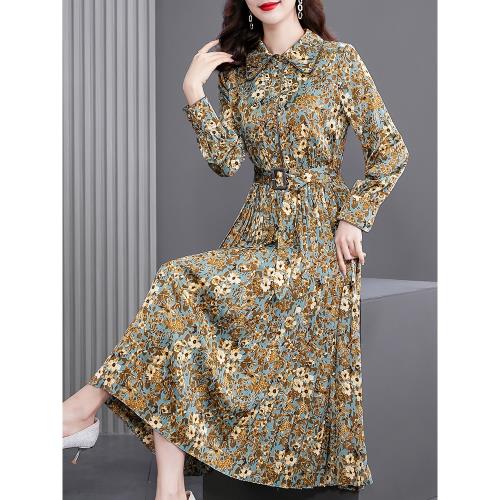 高端大牌長袖連衣裙女春裝2025新款品牌氣質中年媽媽時尚名媛裙子