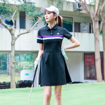 TTYGJ高爾夫女士連衣裙夏季顯瘦撞色短袖golf運動套裙高爾夫女裝