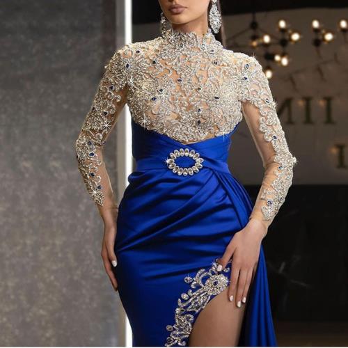 New evening dress Amazon Women's blue maxi dress||ETMall