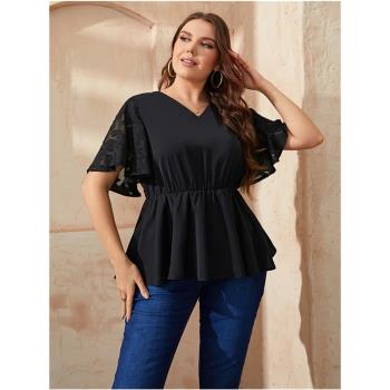 XL-4XL fashion women blouse plus size big lady T shirt tops