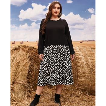 spring autumn big size XL-5XL women dress print ladies skirt