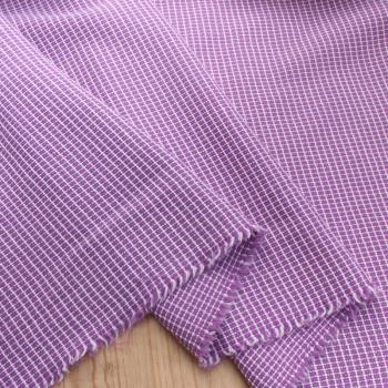 香芋紫色織仿麻小格子布料 原創服裝上衣連衣裙桌布窗簾抱枕面料