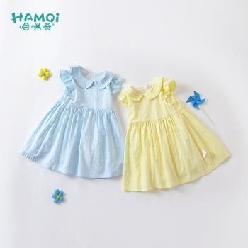 童裝夏季嬰兒3-6純棉短袖連衣裙