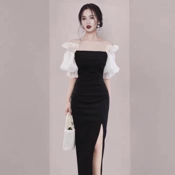 性感開叉晚禮服裙平時可穿2023春季新款女高階名媛宴會氣質連衣裙