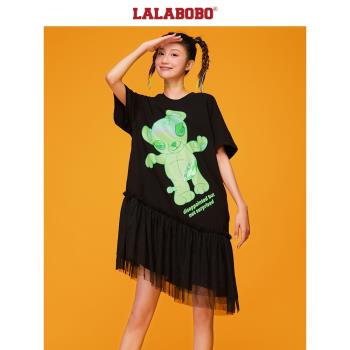 【設計師潮牌】LALABOBO夏新款小熊T恤連衣裙女|L21E-WLZY29