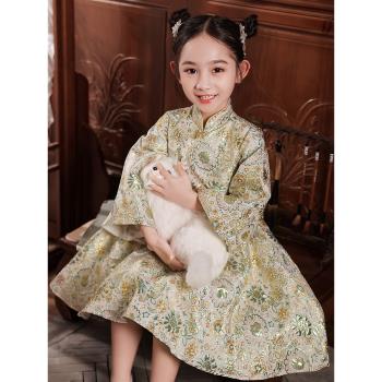 兒童高階小女孩中國風秋冬禮服