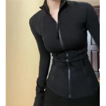 lulu同款瑜伽服短外套防曬衣女2022夏季新款氣質運動修身開衫上衣