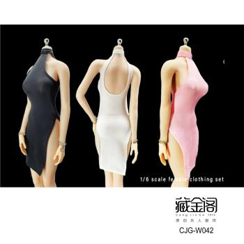 1/6女兵人模型衣服12寸TBL包膠女素體彈力緊身連衣裙旗袍 CJG-042