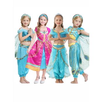 茉莉公主裙女童連衣裙阿拉丁童話劇角色扮演服 迪士尼公主Jasmine