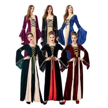歐美復古連衣裙歐洲宮廷風歐式中世紀演出服課本劇大碼表演服女裝