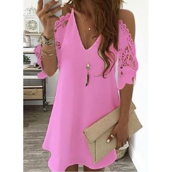 Sexy fashion womens summer lace solid color dress蕾絲連衣裙