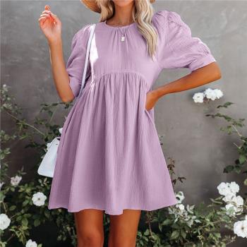 2022 spring and summer new womens solid color dress連衣裙