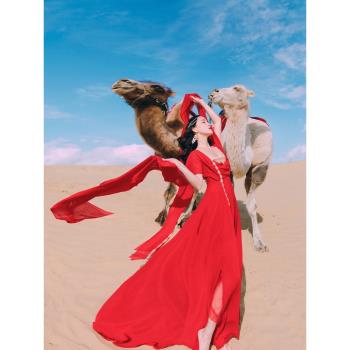 超仙民族風旅拍云南西藏沙漠長裙