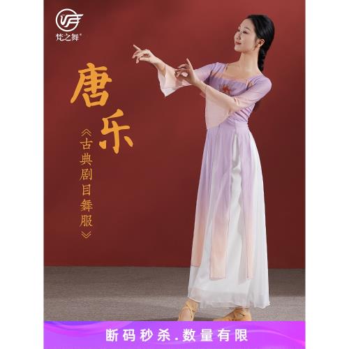 梵之舞中國漢唐風古典舞蹈服女飄逸仙氣身韻紗衣長款上衣演出服裝