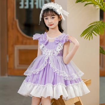 女童洛麗塔紫色連衣裙短袖禮服