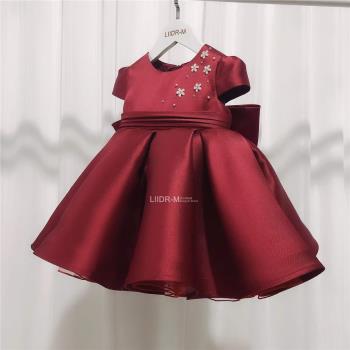 女童寶寶套裝紅色中國風晚禮服