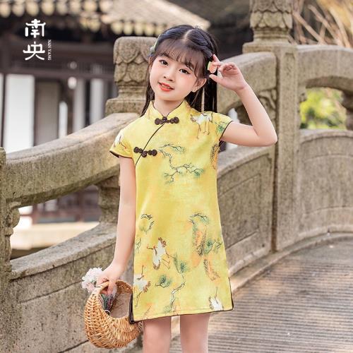 女童旗袍夏季薄款中國風2026新款兒童復古連衣裙小女孩改良演出服