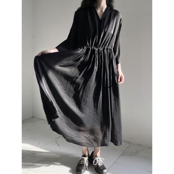 山嶼工藝連衣裙暗黑設計感天絲棉