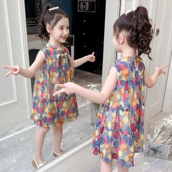 裙子女童雪紡連衣裙2023夏裝新款中大童洋氣網紅公主裙小女孩童裝