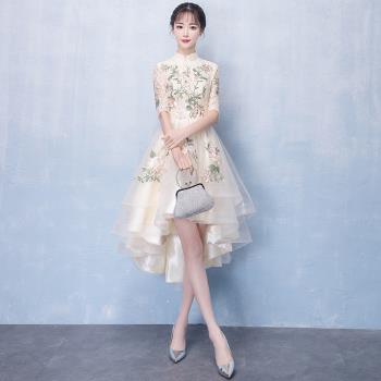 香檳色晚禮服女聲樂藝考2024新款氣質宴會小個子姐妹成人禮連衣裙