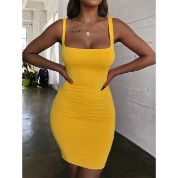 Black Backless Party Sexy Yellow Clubwear 2022 Dresses