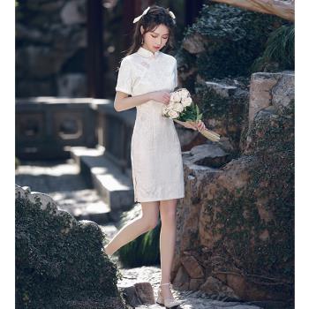 旗袍年輕款少女2025年新款短款小個子中國風連衣裙女夏季修身改良