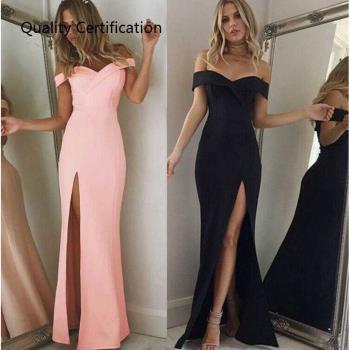 2020 new a Long Black Pink V Neck Summer Dress