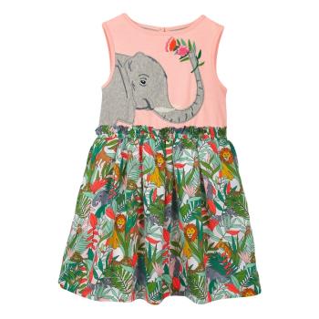 歐美動物女童夏季針織印花連衣裙